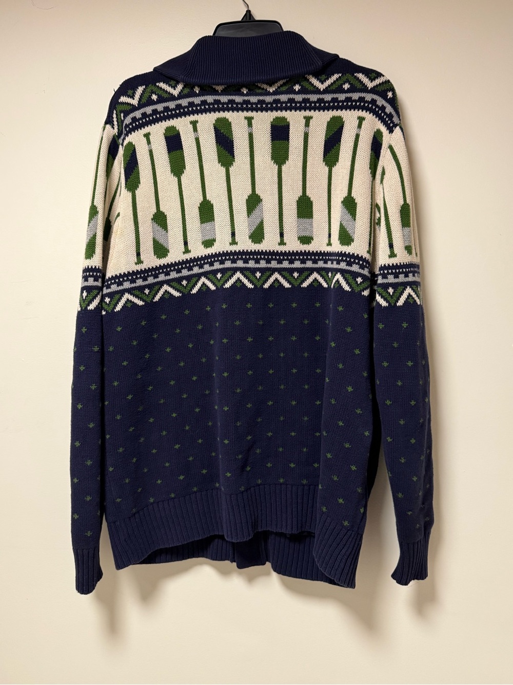 Merona Navy & Green Nautical Shawl Collar Men’s Cardigan Sweater XL Campcore - Picture 5 of 9